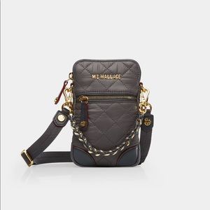 Mz Wallace micro Crosby crossbody purse, gray NEW